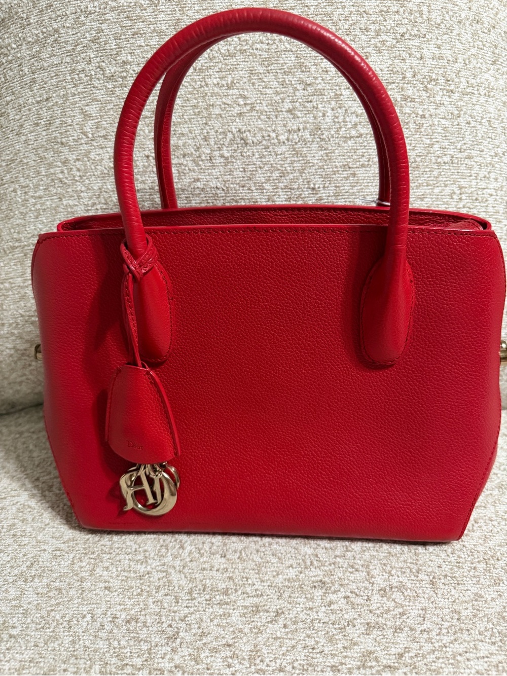 Dior Red Structured Top-Handle Satchel